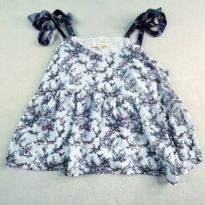 Ann Taylor Loft Cold Shoulder Shirt MP Floral Babydoll  Blouse Top Bell Velvet